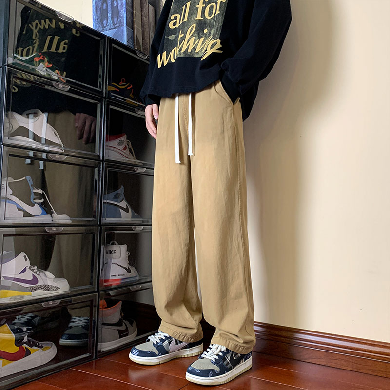 66569港风潮牌直筒休闲拖地裤秋季宽松阔腿基础款百搭工装裤