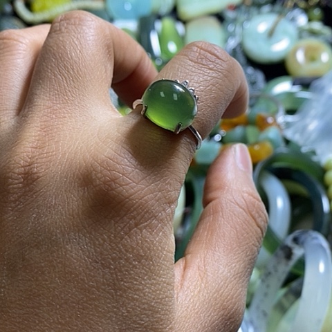 岫玉戒指未镶嵌一个