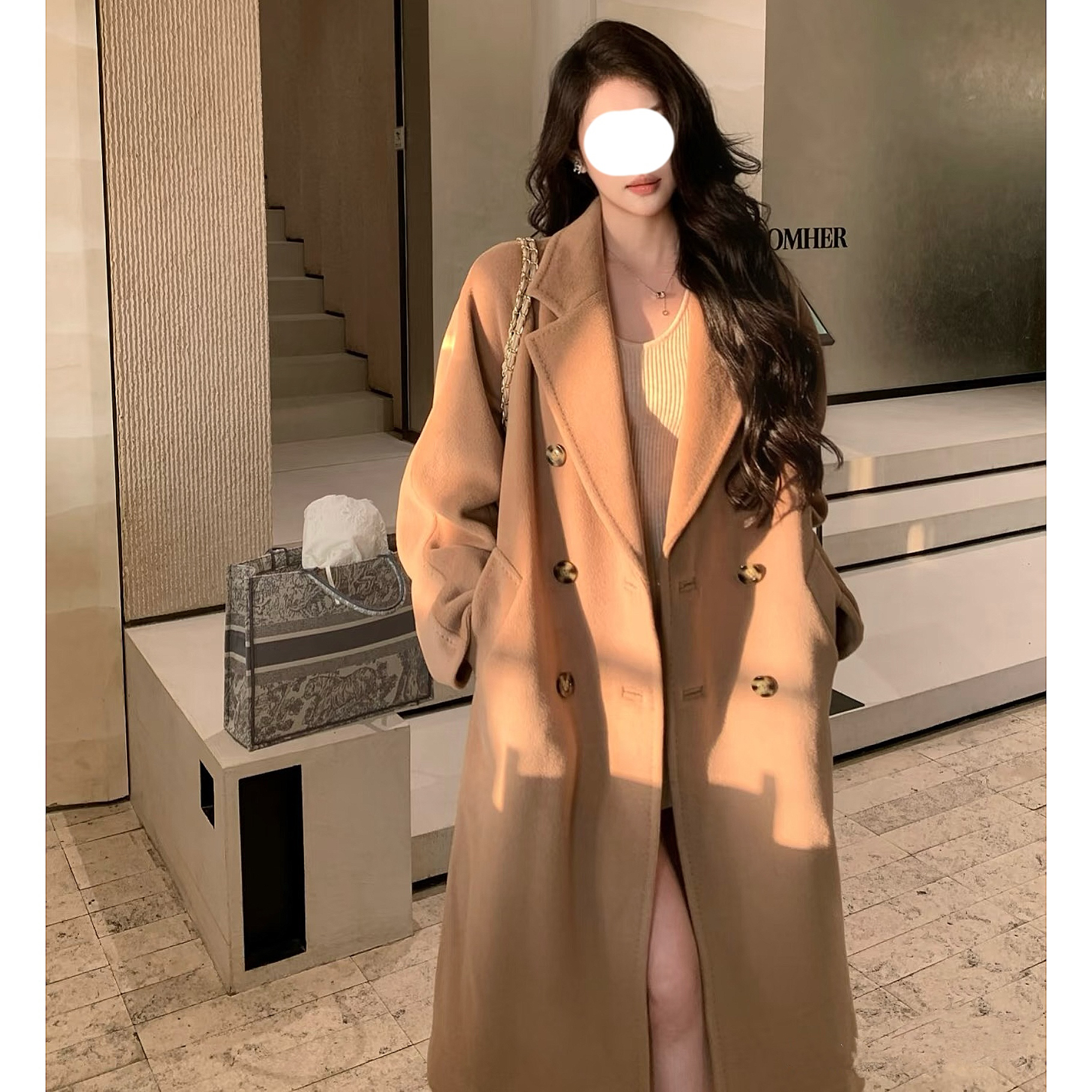 99新 MaxMara 001483 101801经典驼色秋冬毛呢羊毛大衣34码