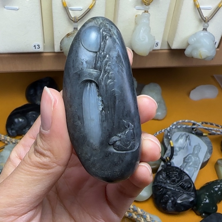 和田玉未镶嵌颈饰和田玉高山流水