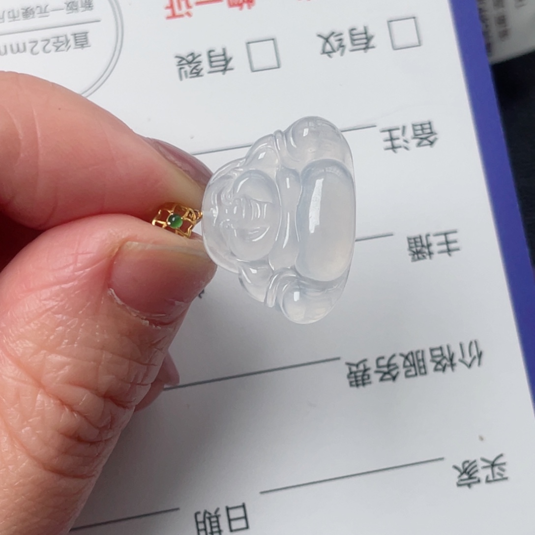 翡翠颈饰18K金镶嵌佛公