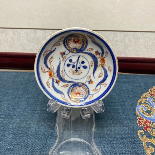 清晚期青花矾红描金盘21/古玩/收藏/KC20250224005