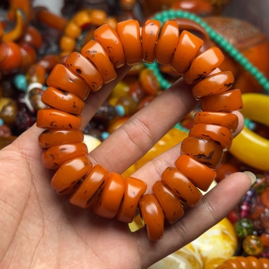 琥珀（花珀）手串未镶嵌蜜蜡