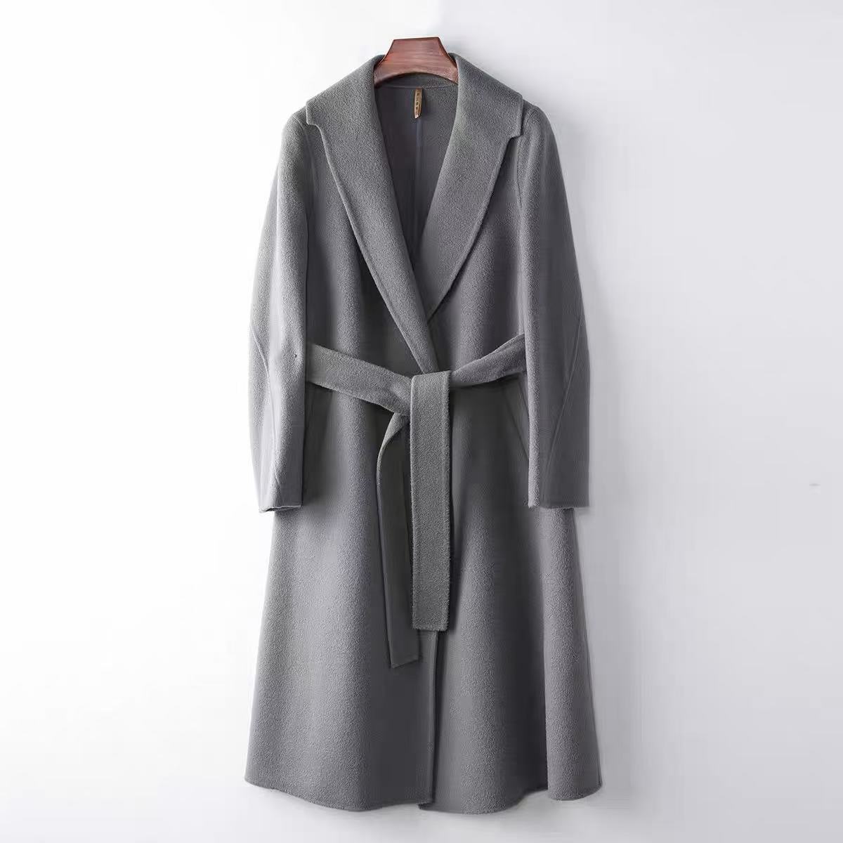 小静折扣~P710P 法式气质带腰带中长款双面呢大衣 （卡码拍大）