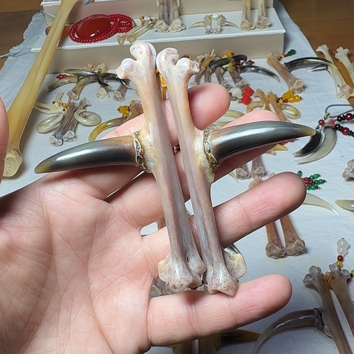 悟***司鹿骨手串/手链黑色蹬鸡爪骨一对