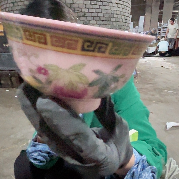摆件景德镇高温陶瓷红希希碗