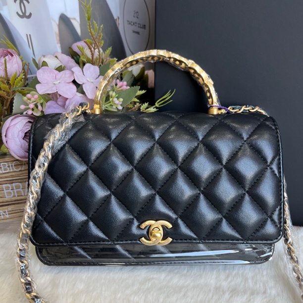 99新 Chanel/香奈儿 香奈儿24p镂空手柄黑金woc（24年发票）