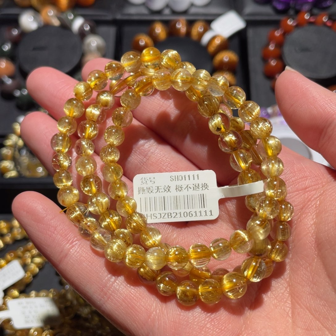 未镶嵌水晶手链钛晶多圈手链6mm左右