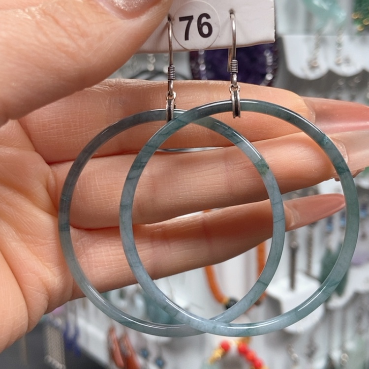 【闪购商品】翡翠耳饰银S925镶嵌耳饰