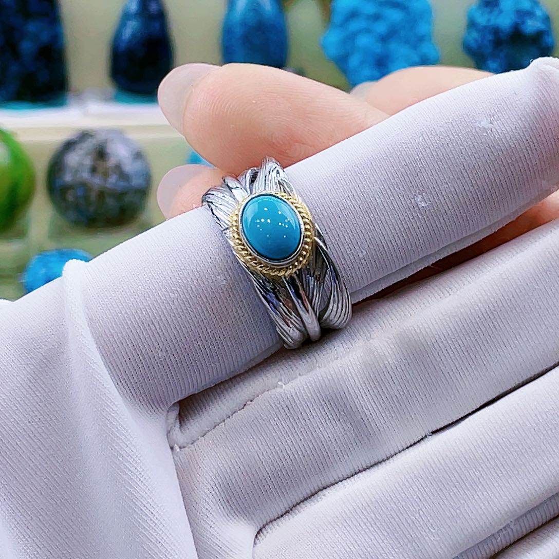 绿松石挂件银S925镶嵌