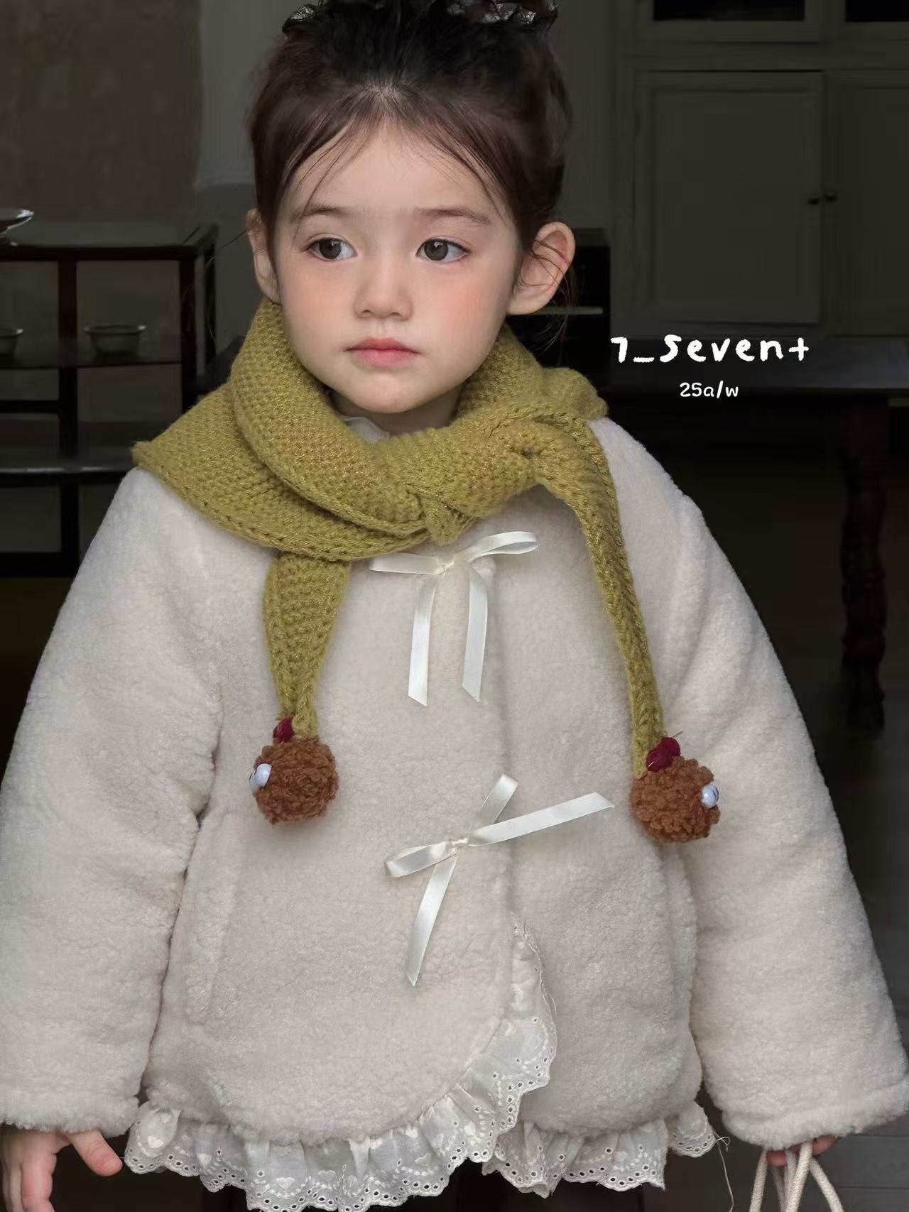 7-seven男女通用加绒连帽简约长款毛绒时尚保暖百搭加厚秋冬韩版