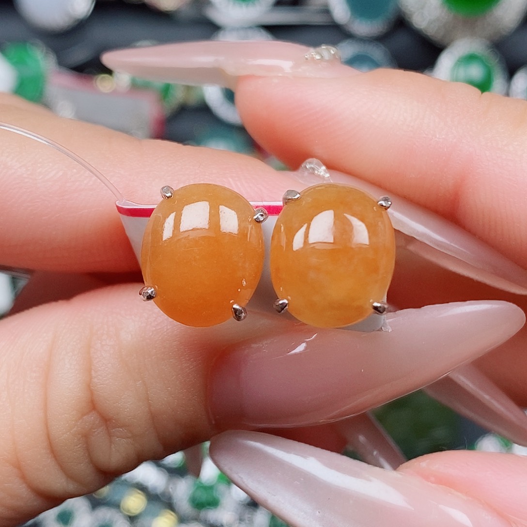 翡翠手链银S925镶嵌耳钉