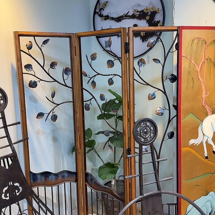 有机玻璃铁木屏风