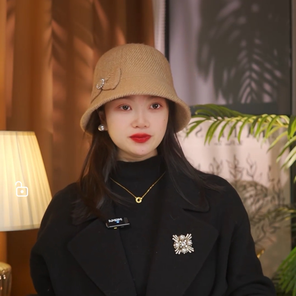 秋冬新款气质百搭蝴蝶结带钻圆顶盆帽优雅修饰脸型礼帽