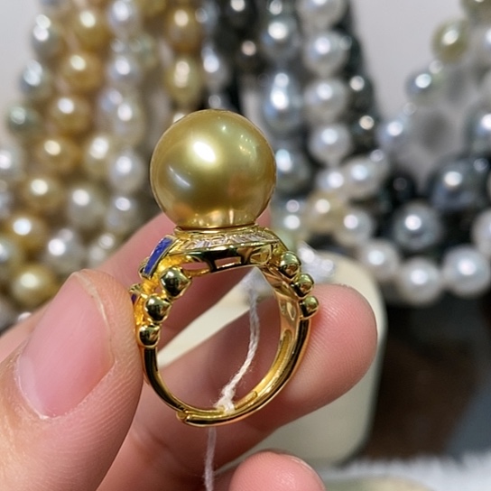 海水珍珠戒指银S925镶嵌14