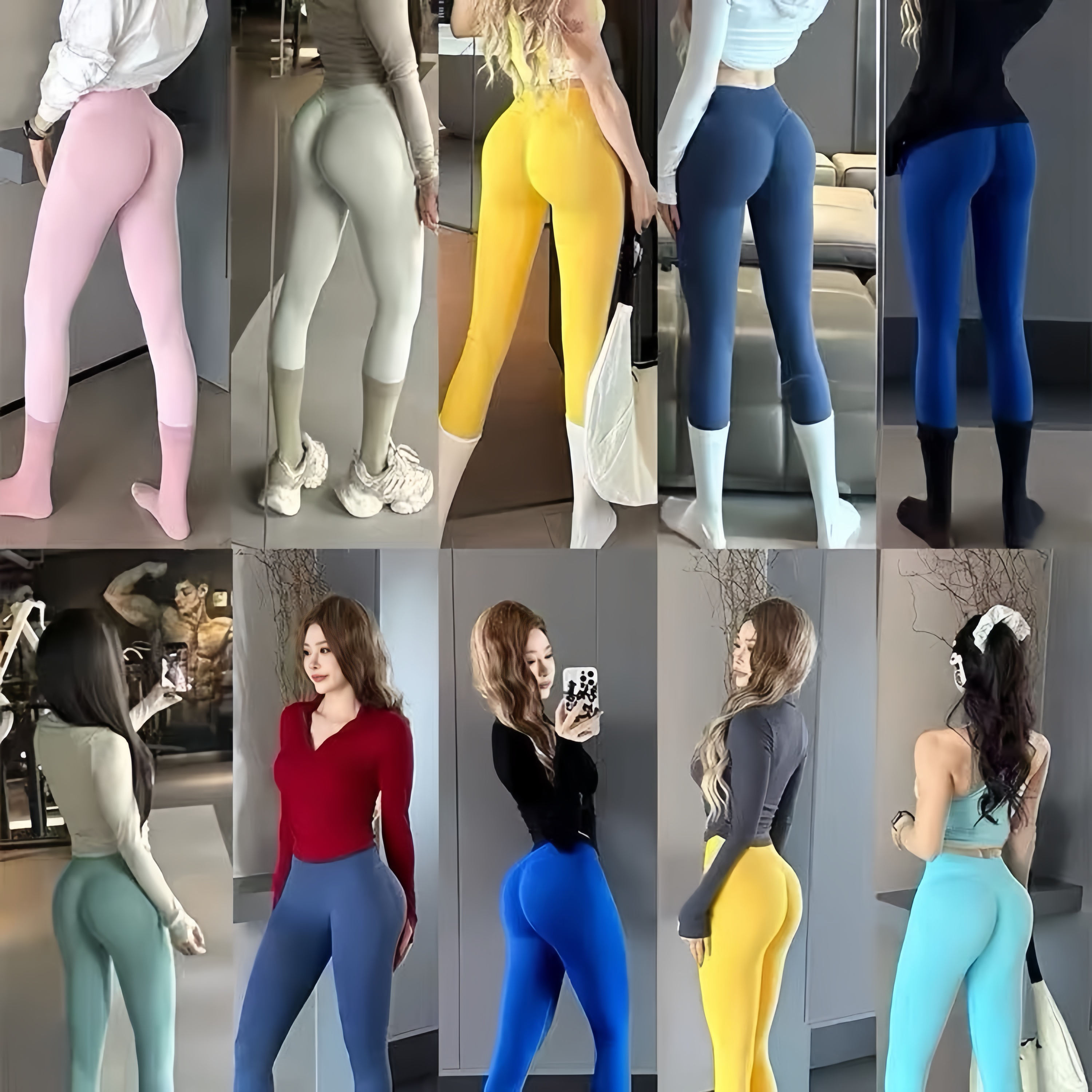 瑜伽裤蜜桃臀健身裤女无尴尬线高腰弹力紧身提臀裤跑步运动训练