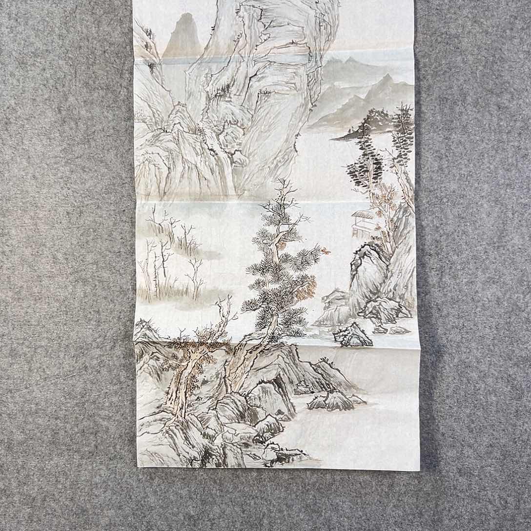 国画438 花鸟在树丛的顶端鸣叫叫声