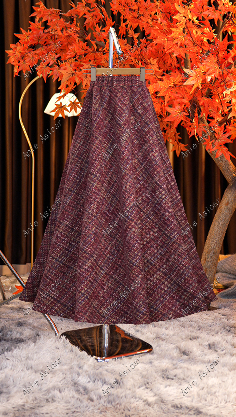 MJ285 秋冬季新款时尚百搭气质显瘦小众半身裙A字大摆裙MJ