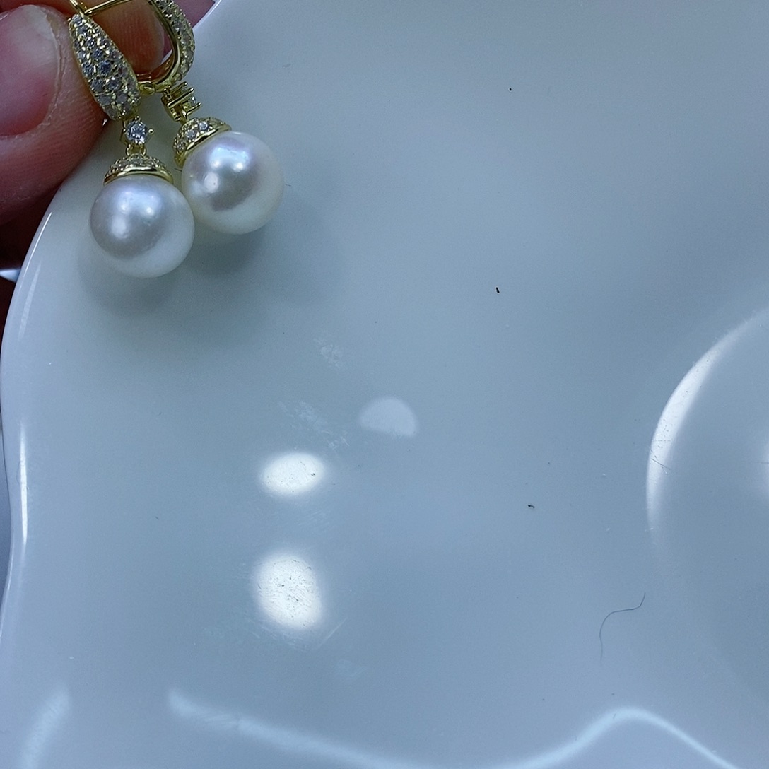 海水珍珠耳饰银S925镶嵌