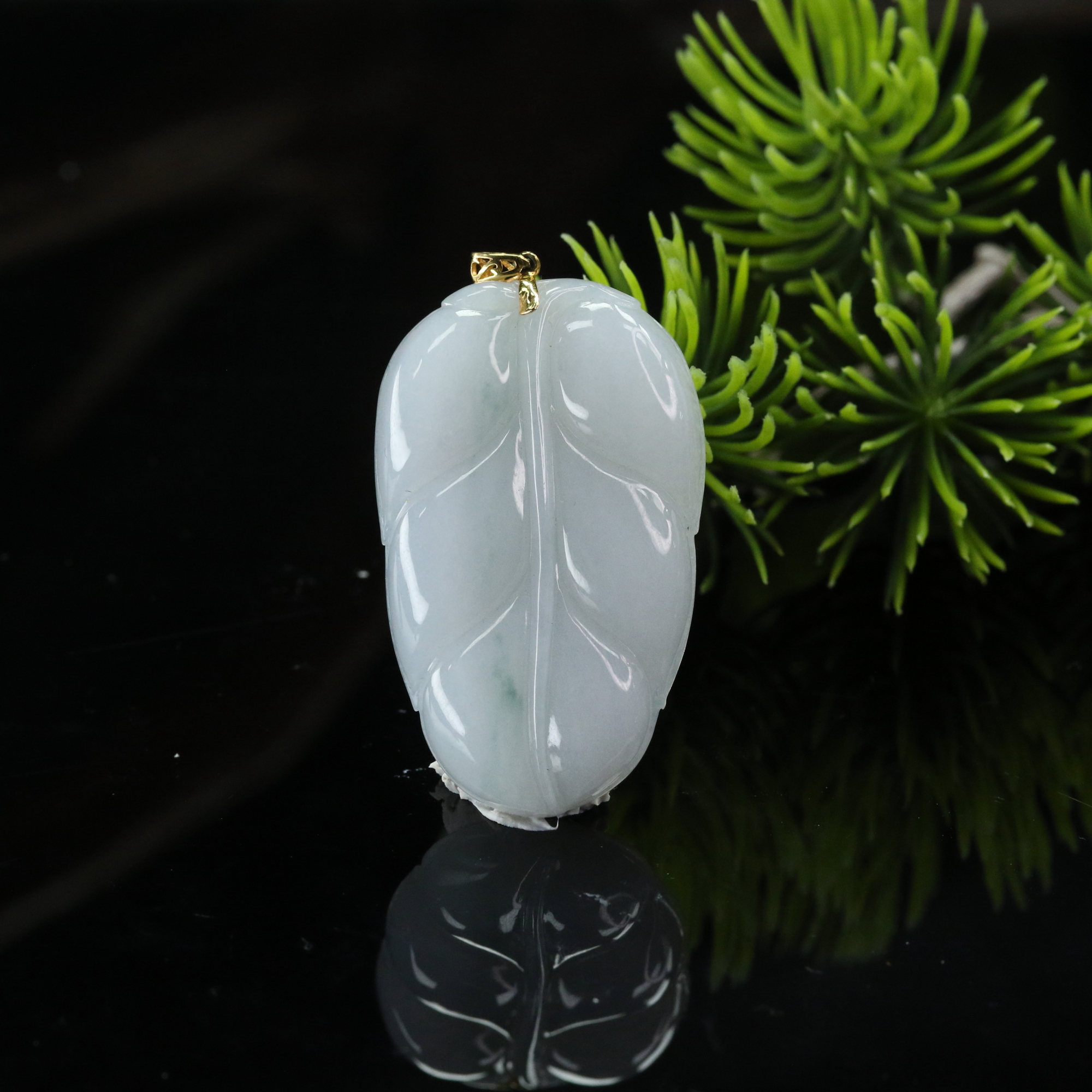 lot3天然缅甸翡翠A货18k冰叶子/700409保利厦门拍卖