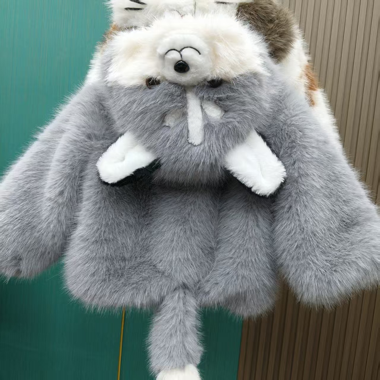 男女童冬季2025新款加绒加厚毛毛衣儿童灰色连帽过冬棉服外套