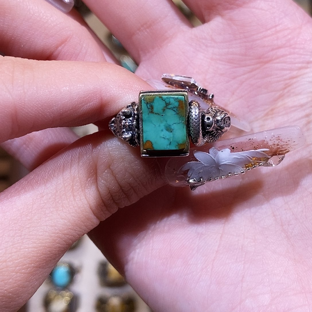 绿松石戒指银S925镶嵌D****戒指