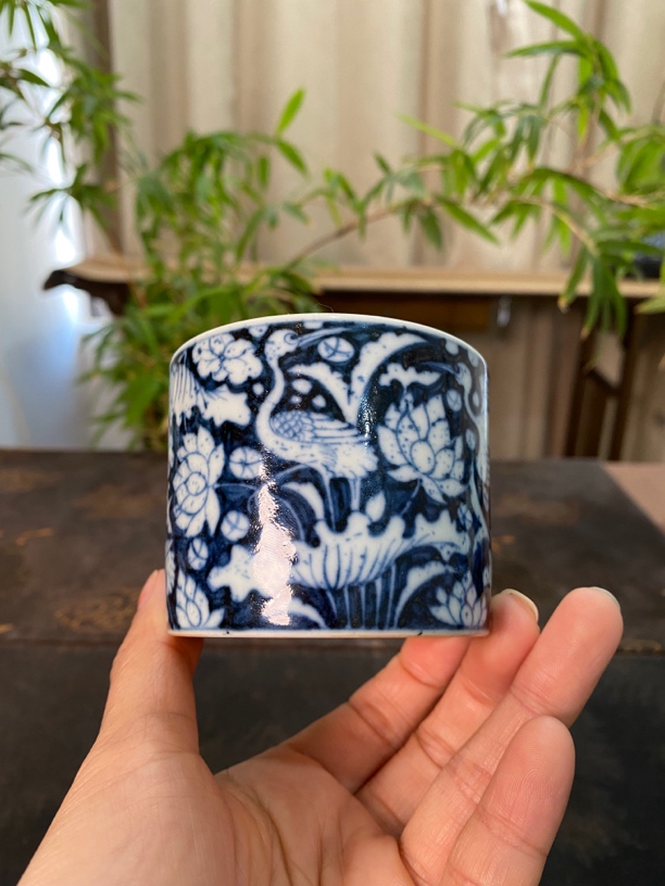 手绘青花一鹭连科陶瓷主人杯景德镇茶器纯手工