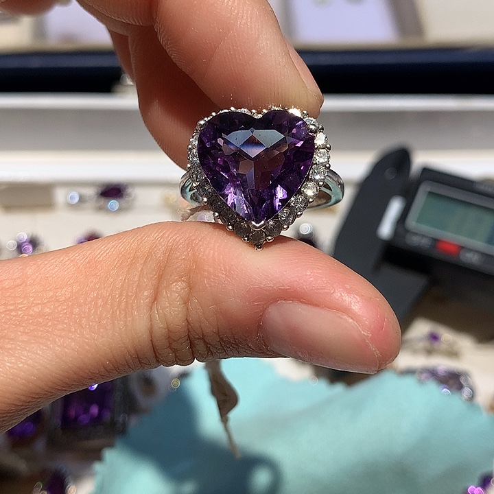戒指紫晶银S925镶嵌