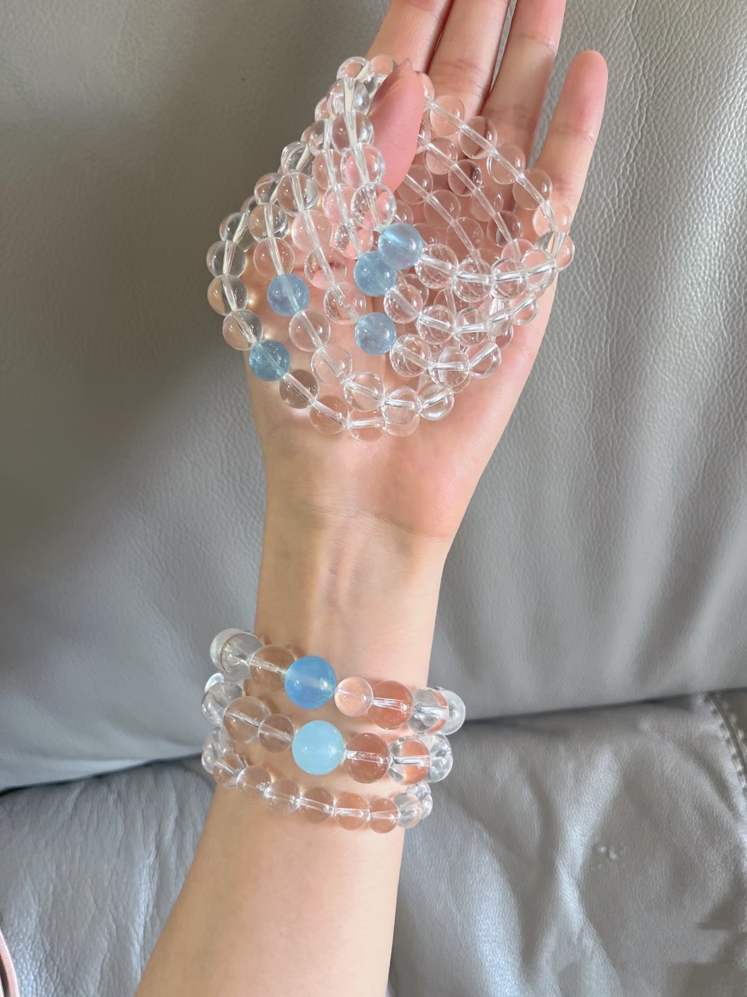 【露思同款】白水晶海蓝宝石设计款手串健康勇气好运