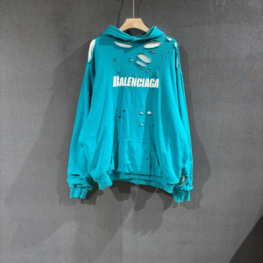 99新 Balenciaga/巴黎世家 虫洞破坏双层帽衫卫衣 M码/7701