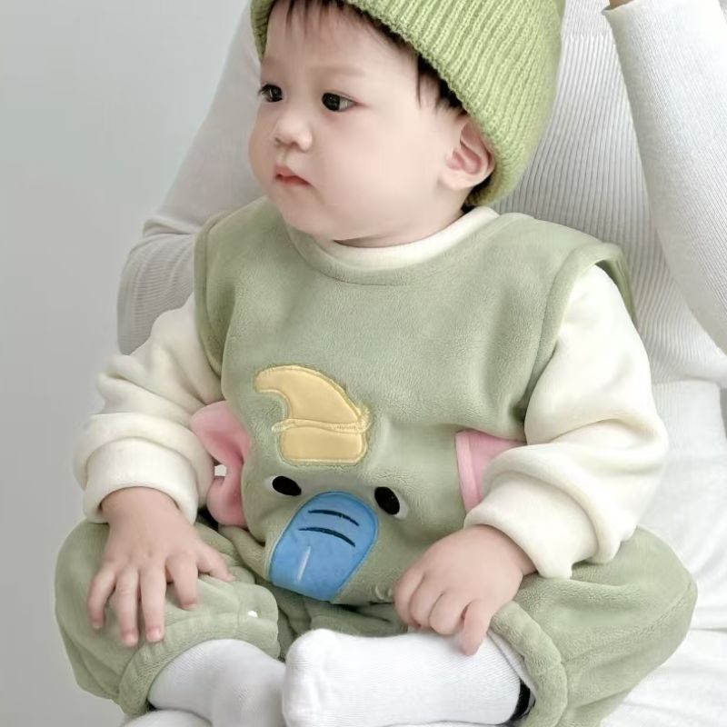 婴儿秋冬季保暖两件套长袖潮童宝贝绒连体套装宝宝衣服秋冬款外穿