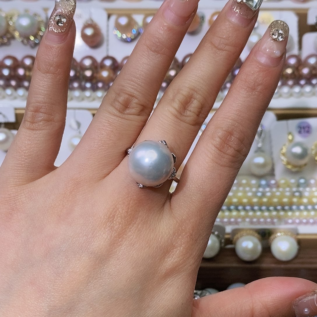 淡水珍珠戒指合金