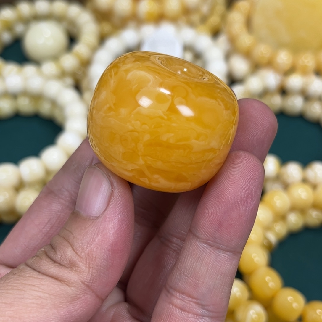 琥珀手链未镶嵌焦皮橘红蜡