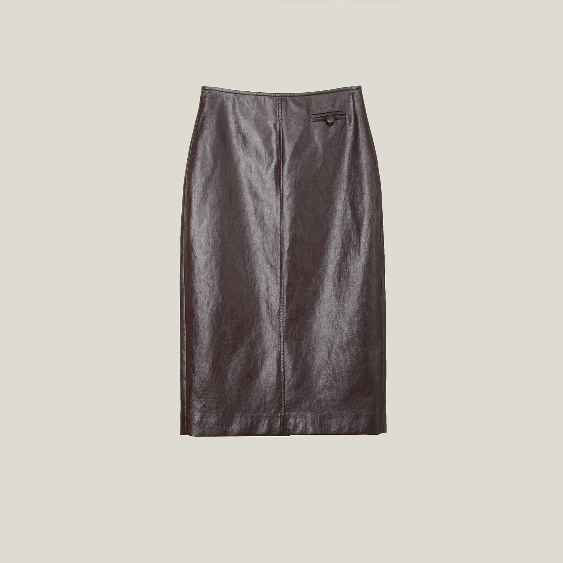 秋日旧事~复古设计高腰褶皱直筒半身裙PU皮显瘦半裙TJF330