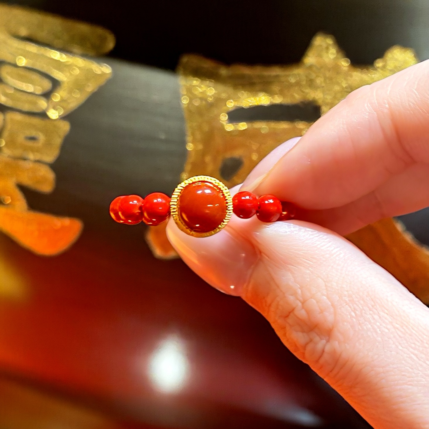 含辰砂工艺品丹华护佑 朱砂戒指弹力圈口 925银镶(已开灯）