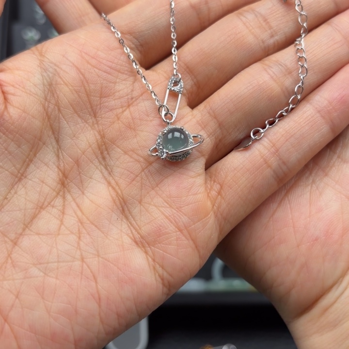 翡翠银S925镶嵌耳饰