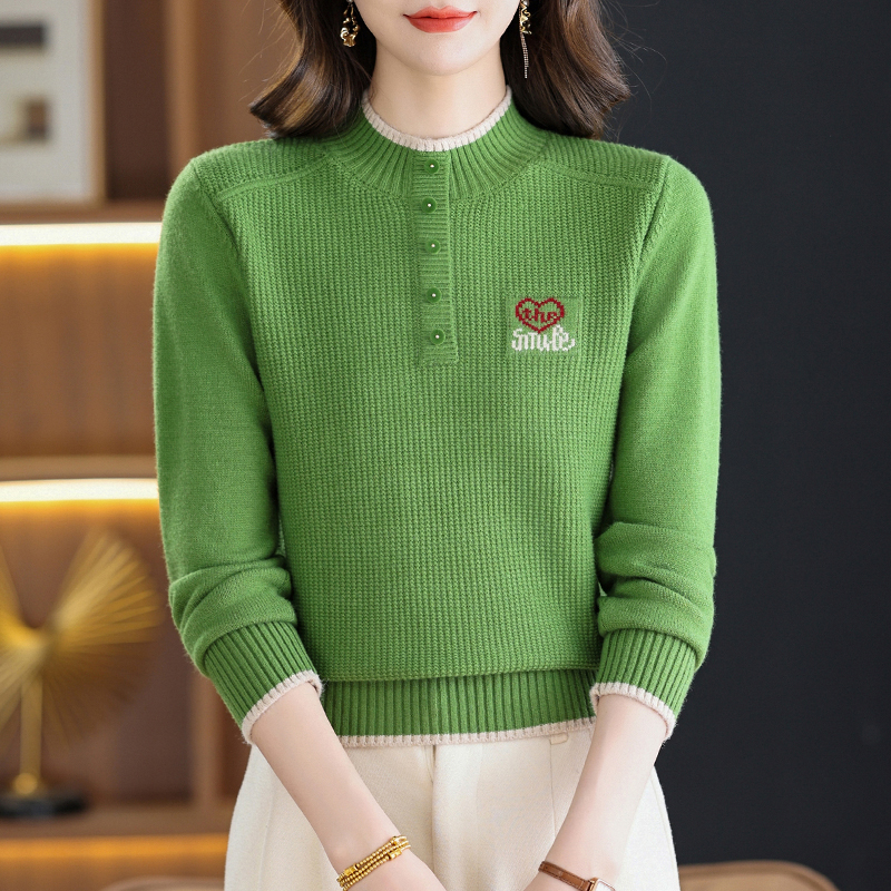  冬季加厚保暖半高领打底宽松套头长袖毛针织衫女秋冬上档次外穿