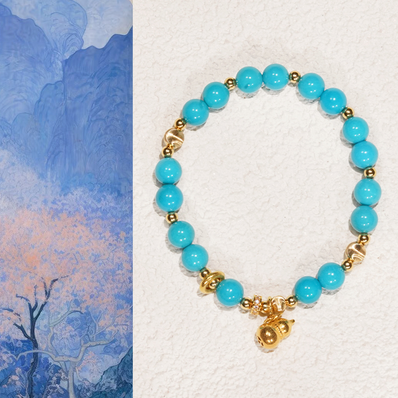 18k金绿松石“晚春里”葫芦新中式时尚手链（约卡6mm+）MSSL4