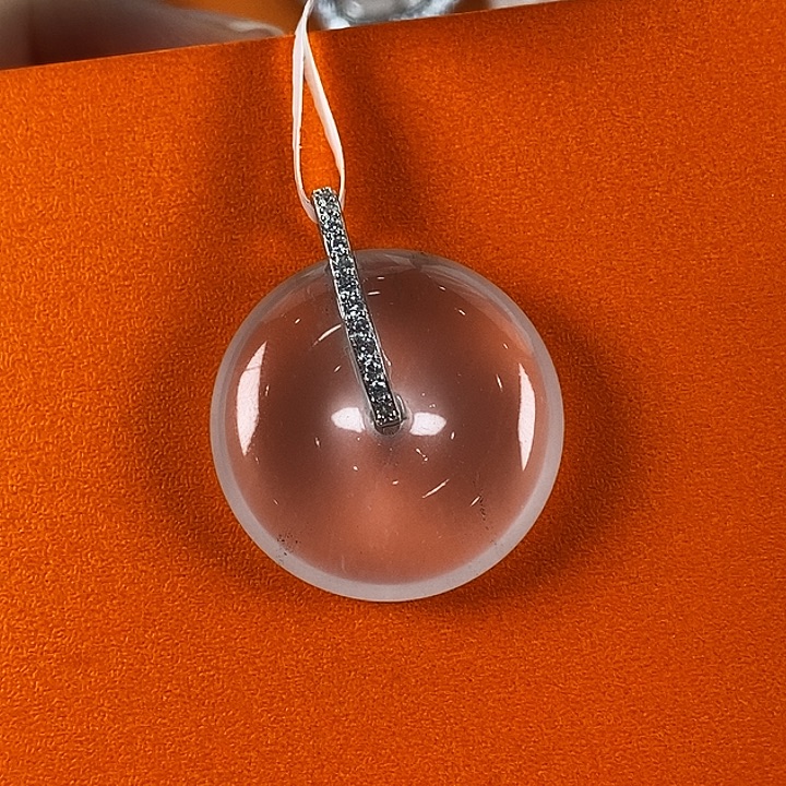 石英质玉银S925镶嵌吊坠(不含链)