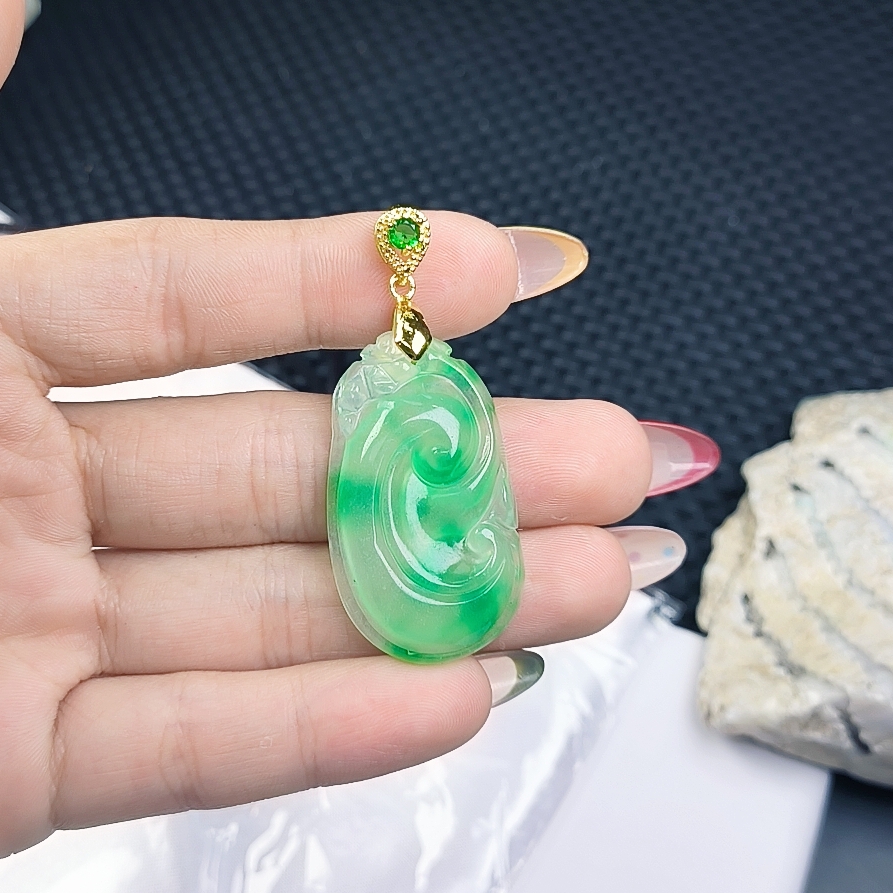 （聚宝严选））D0149绿飘花如意吊坠妈妈款精致精美百搭时尚