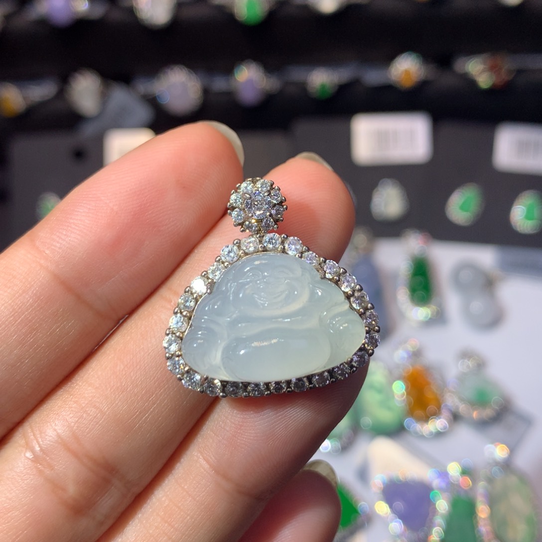 翡翠银S925镶嵌颈饰天然翡翠