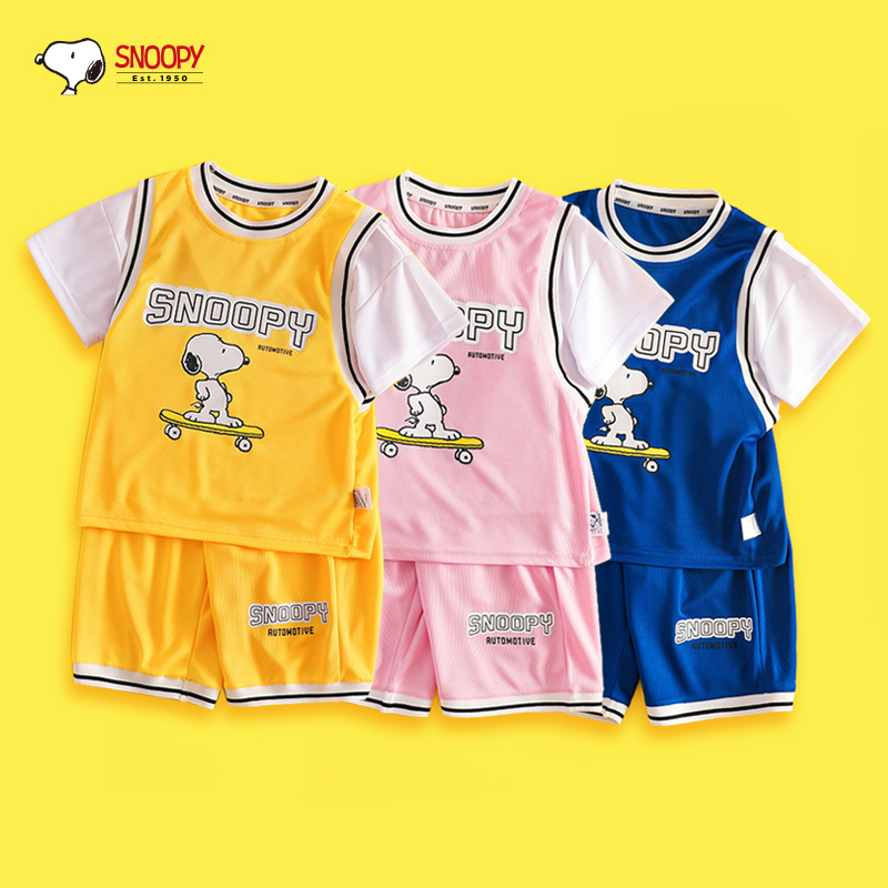 Snoopy/史努比2022夏季新款男女童休闲套装儿童速干套装5541