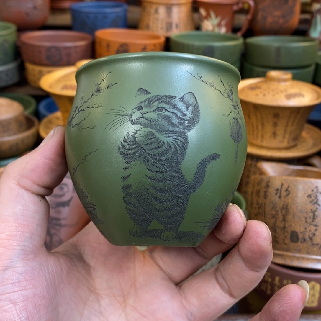 紫砂杯子宜兴全手工紫砂杯