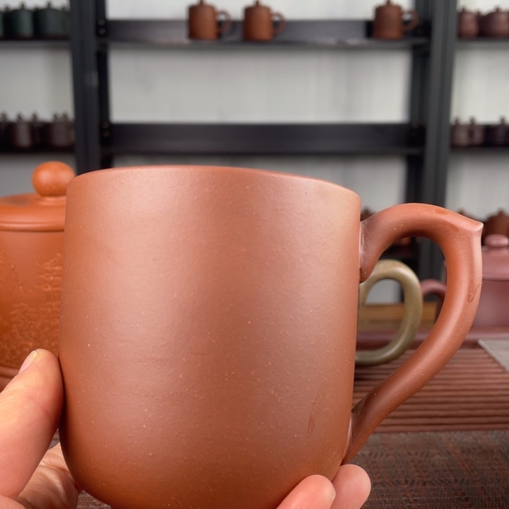 紫砂茶杯宜兴原矿紫砂盖杯微瑕