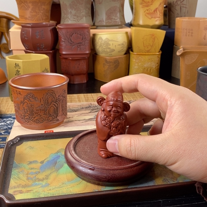 紫砂茶杯茶宠摆件