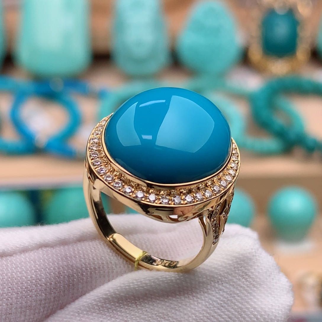 绿松石珠宝奇石18K金镶嵌