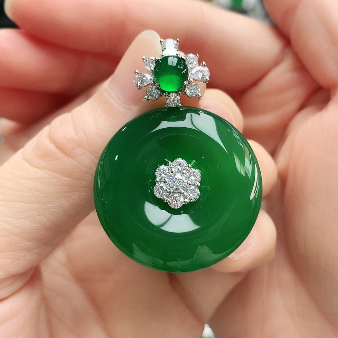 玛瑙/玉髓吊坠银S925镶嵌