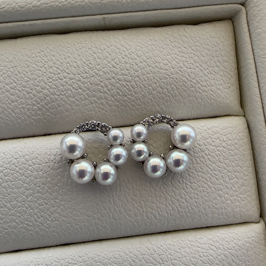 耳饰银S925镶嵌淡水珍珠