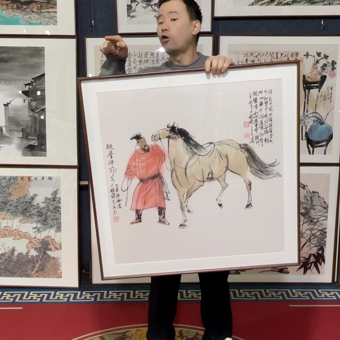 国画手绘画作品带框80/80