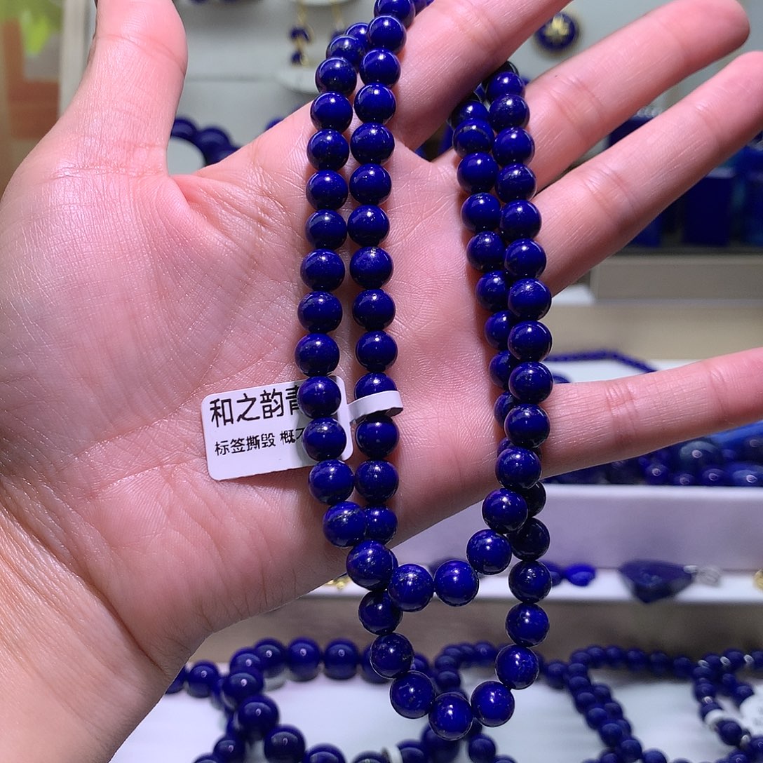青金石未镶嵌天然原矿圆珠项链7.6 m +